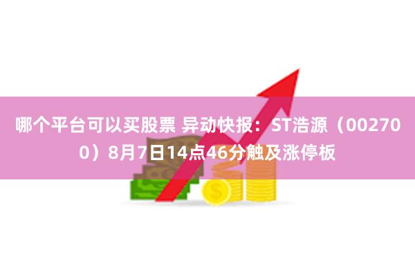 哪个平台可以买股票 异动快报：ST浩源（002700）8月7日14点46分触及涨停板